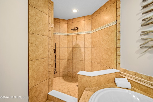 bathroom with independent shower and bath