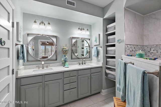 bathroom featuring vanity and tile patterned flooring