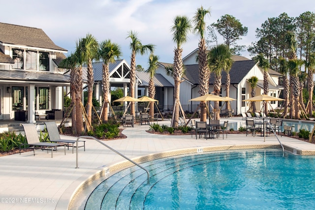 view of pool featuring a patio area