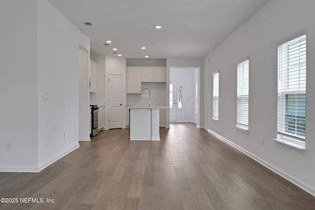 63 Bird Watch Ct, Saint Augustine, FL 32092 - unfurnished living room with a sink, wood finished floors, baseboards, and recessed lighting