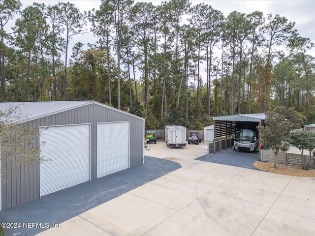 garage with a carport