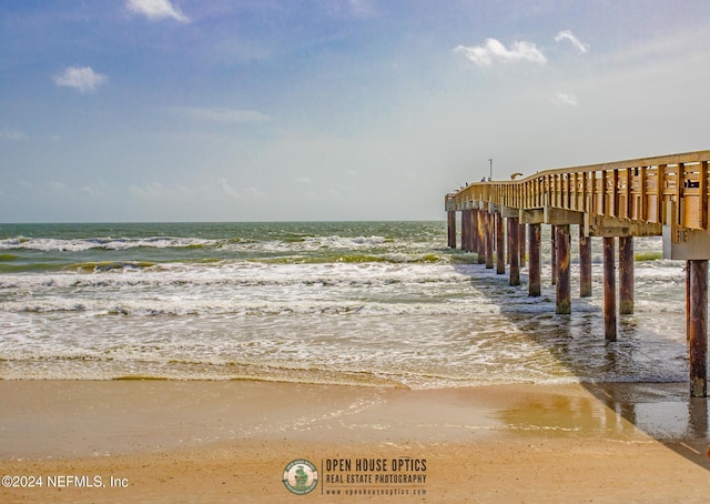 exterior space featuring a view of the beach