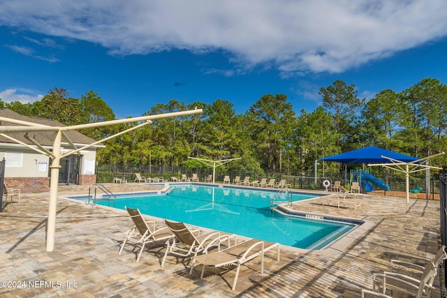 view of pool featuring a patio area