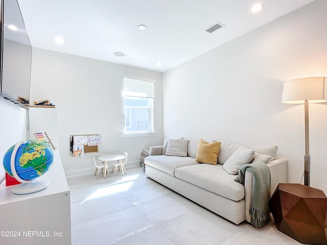 view of tiled living room