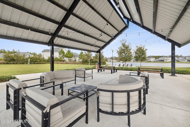 view of patio featuring a gazebo and an outdoor living space