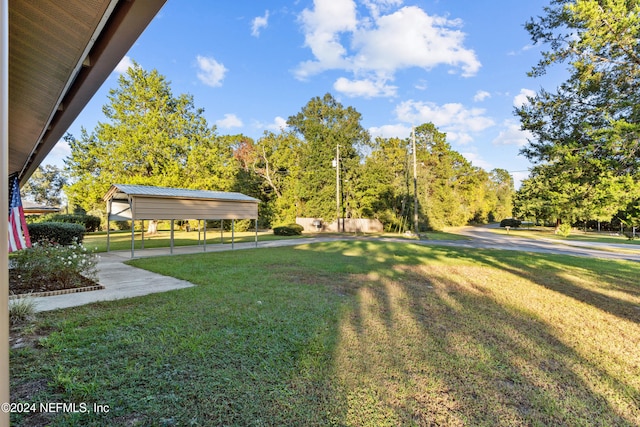 view of yard featuring a carport