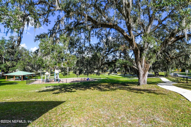 view of yard with a playground