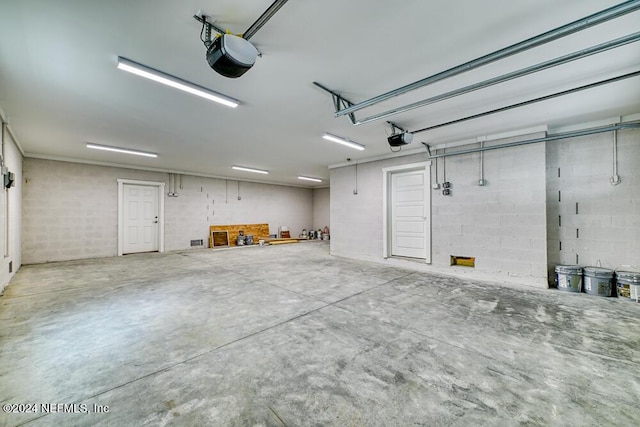 garage with a garage door opener