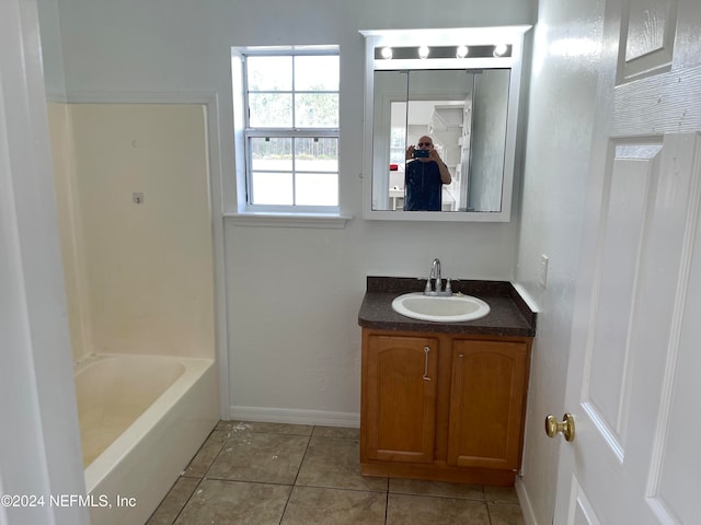 bathroom with tile patterned floors and vanity