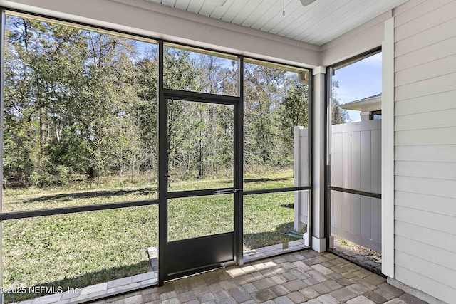 view of unfurnished sunroom