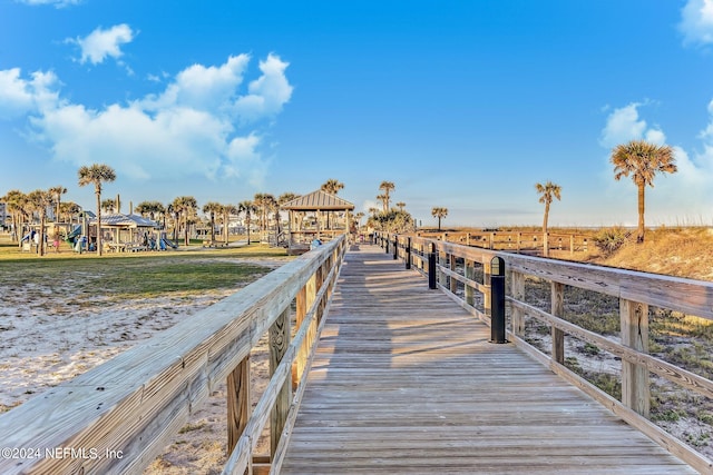 dock area with a gazebo