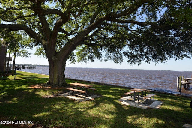 exterior space featuring a water view