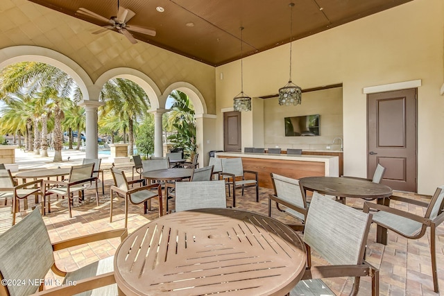 view of patio with ceiling fan