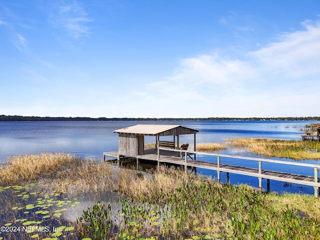 view of dock featuring a water view