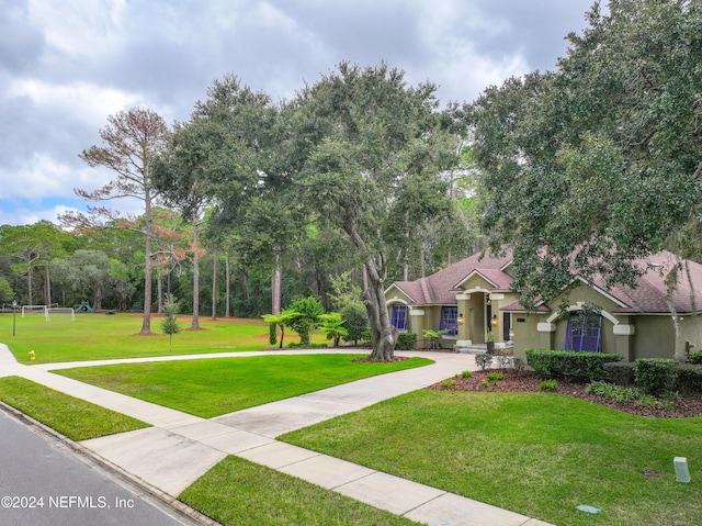 view of front facade with a front yard