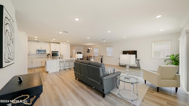 living room featuring light hardwood / wood-style flooring