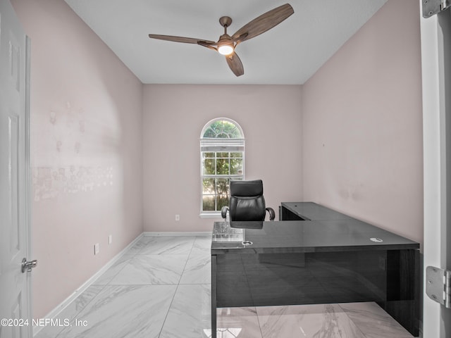 office featuring ceiling fan