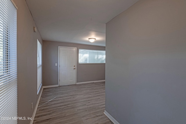 hall featuring light wood-type flooring