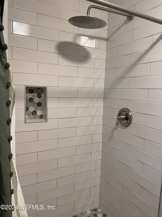 bathroom featuring a shower with shower curtain