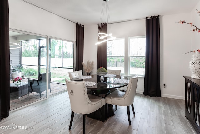 dining room featuring a notable chandelier