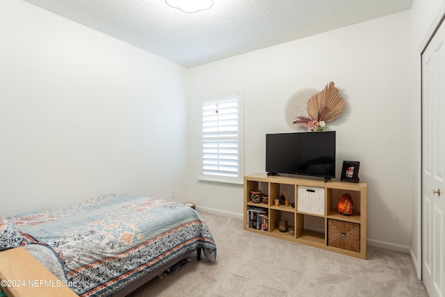 carpeted bedroom featuring a closet