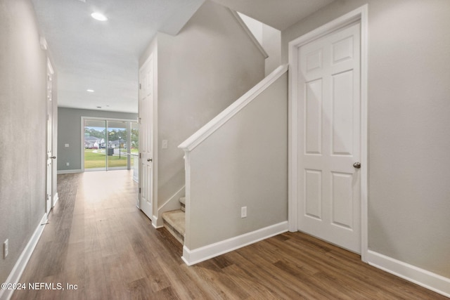 interior space with hardwood / wood-style flooring