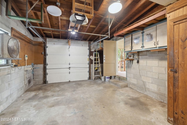 garage with a garage door opener