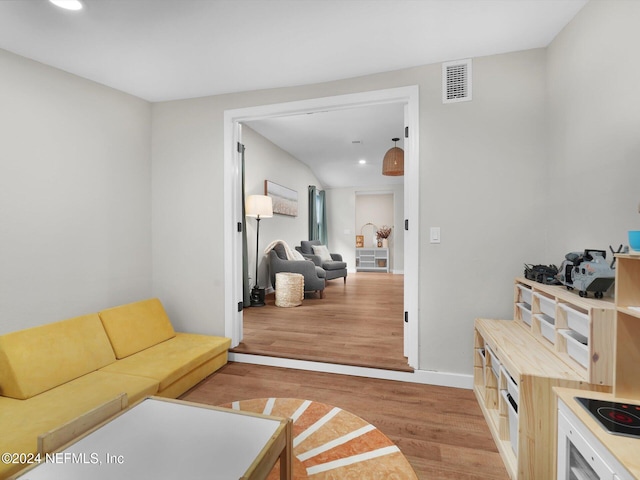 living room featuring light wood-type flooring