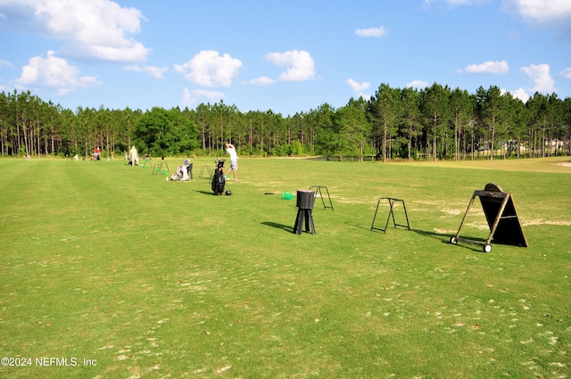 view of property's community featuring a lawn