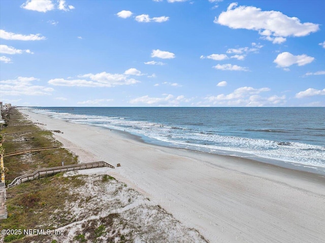 view of water feature featuring a beach view