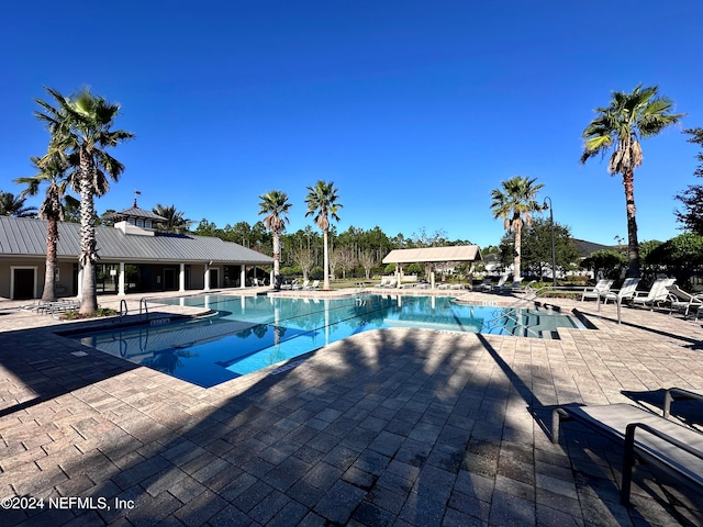 view of pool featuring a patio area