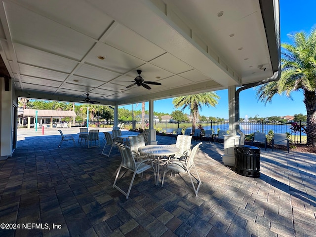 view of patio / terrace featuring ceiling fan