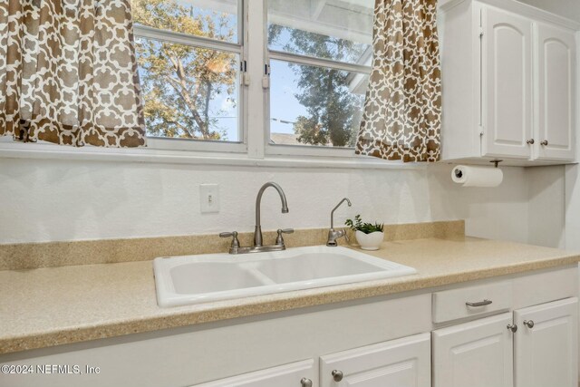 kitchen featuring white cabinets and sink