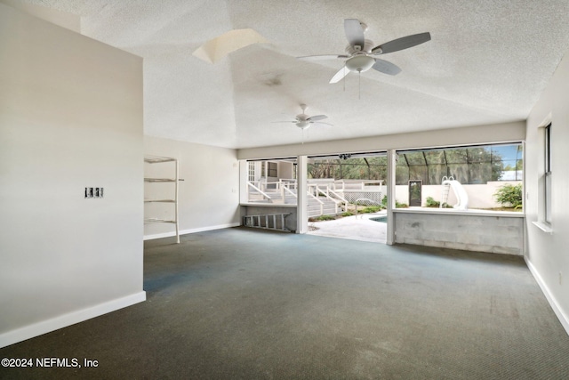 interior space featuring ceiling fan