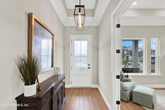 foyer entrance featuring light wood-type flooring