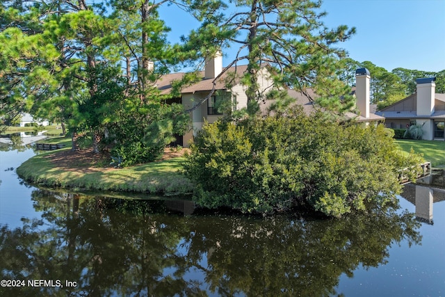 exterior space featuring a water view