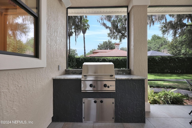 view of patio / terrace with area for grilling and an outdoor kitchen