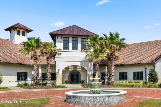 view of front facade with french doors