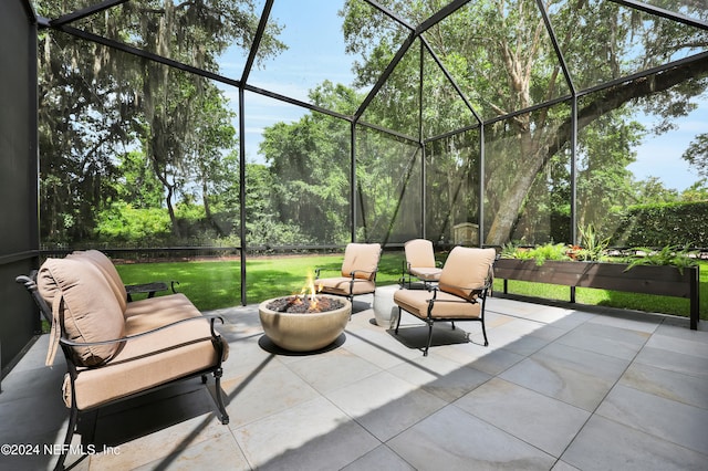 view of patio / terrace with glass enclosure