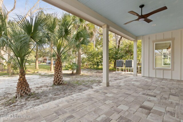 view of patio / terrace featuring ceiling fan