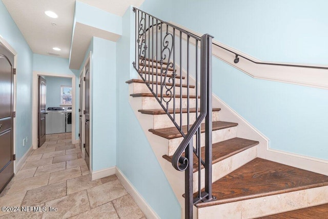 stairway with independent washer and dryer