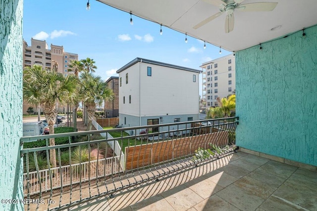 balcony with ceiling fan