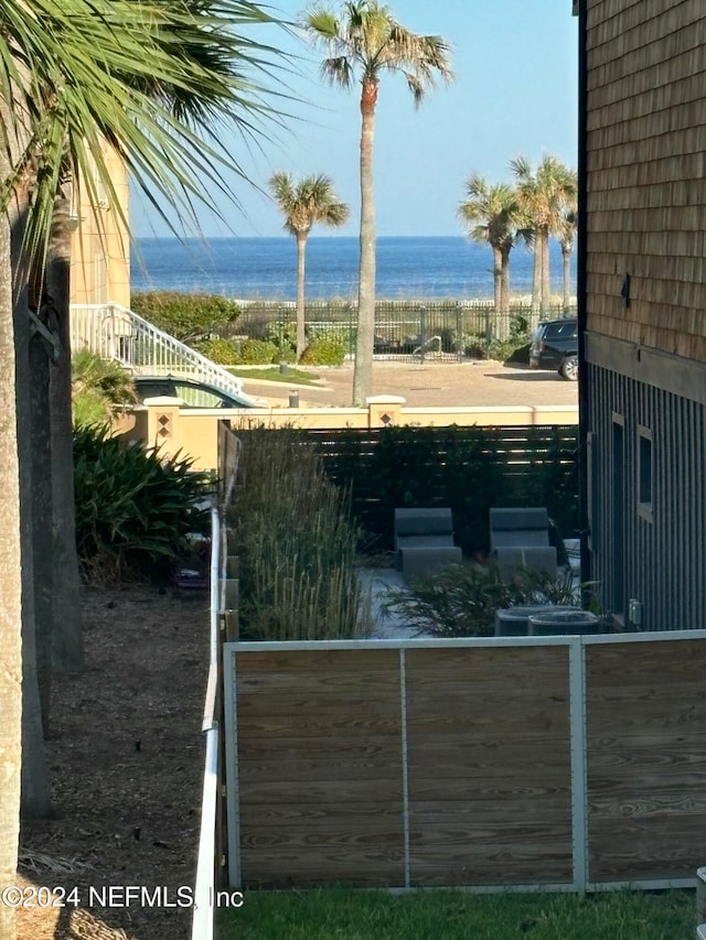 view of yard with a water view