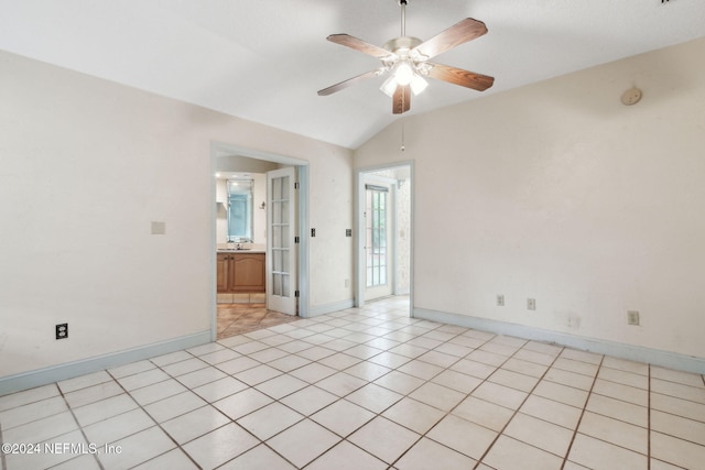 300 Raintree Trl, Saint Augustine, FL 32086 - unfurnished room with a ceiling fan, vaulted ceiling, and baseboards