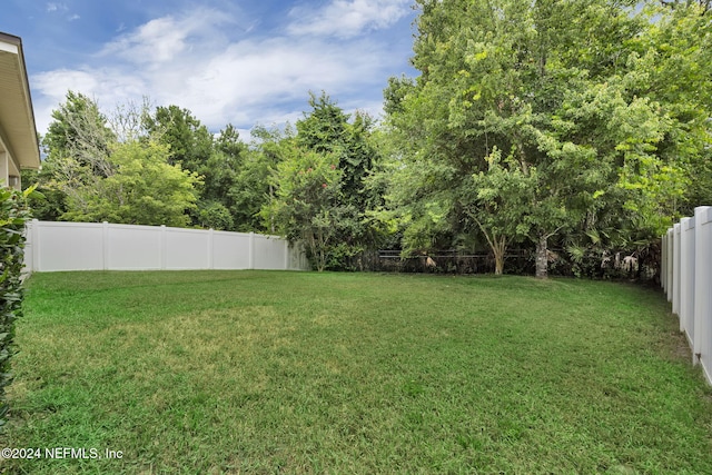 view of yard featuring a fenced backyard