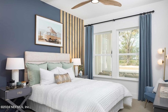 bedroom with carpet and ceiling fan