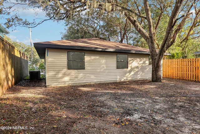 view of property exterior featuring central air condition unit