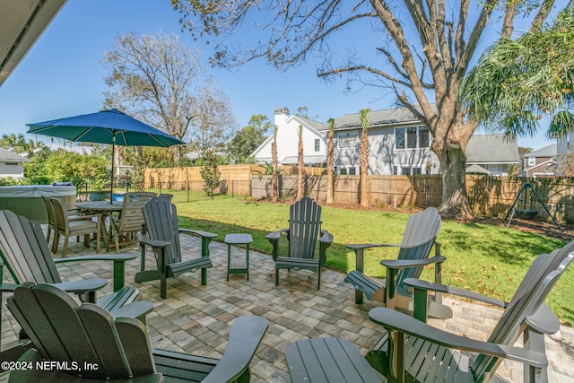 view of patio featuring outdoor dining area and a fenced backyard