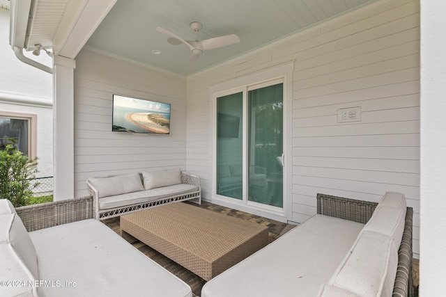 view of patio / terrace featuring a ceiling fan and outdoor lounge area