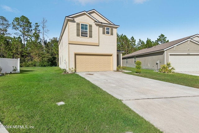 view of front of property featuring a front lawn